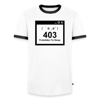403 Forbidden to Sleep - Nerd Baby Design - Men's Ringer Shirt - white/black - Front - AI Model Female 172 light (172cm) & AI Model Male 178 dark (178cm)