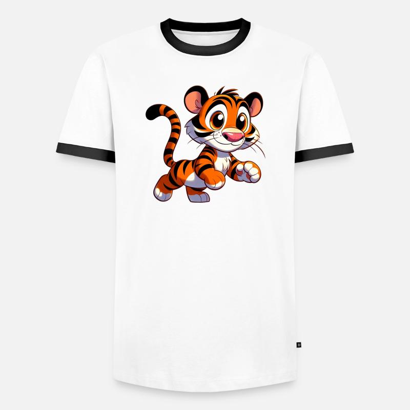Tiger - Männer Kontrast-T-Shirt - Weiß/Schwarz