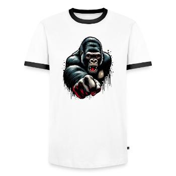 Gorilla - Men's Ringer Shirt - white/black - Front - AI Model Female 172 light (172cm) & AI Model Male 178 dark (178cm)