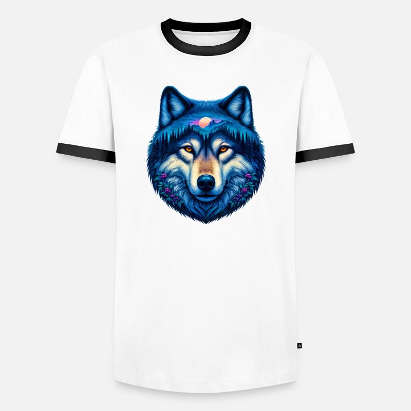 Wolf - Men's Ringer Shirt - white/black
