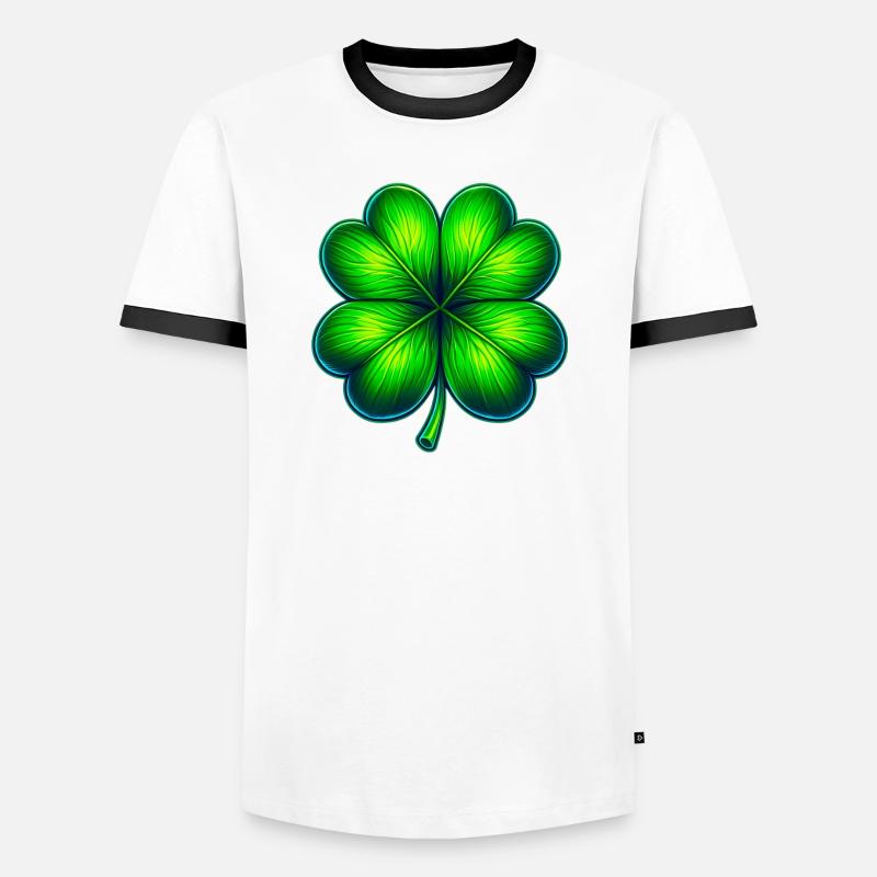 Vierblättriges Kleeblatt - Männer Kontrast-T-Shirt - Weiß/Schwarz