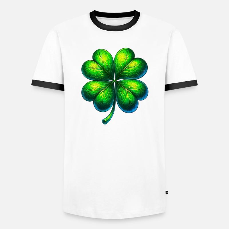 Vierblättriges Kleeblatt - Männer Kontrast-T-Shirt - Weiß/Schwarz