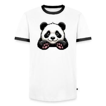 Panda - Männer Kontrast-T-Shirt - Weiß/Schwarz - Vorne - AI Model Female 172 light (172cm) & AI Model Male 178 dark (178cm)