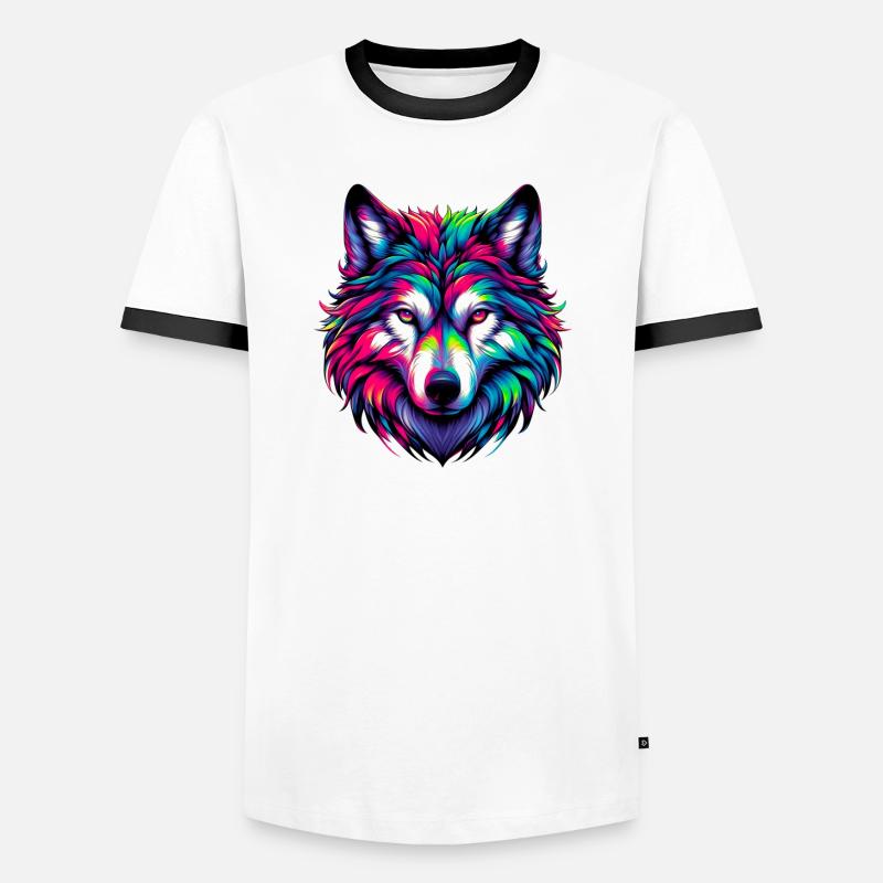 Wolf - Men's Ringer Shirt - white/black