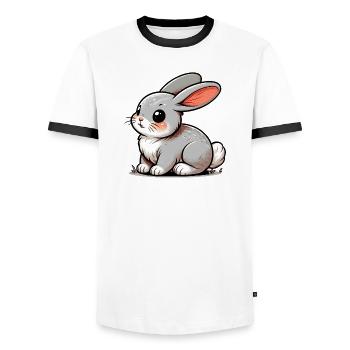 Rabbit - Men's Ringer Shirt - white/black - Front - AI Model Female 172 light (172cm) & AI Model Male 178 dark (178cm)