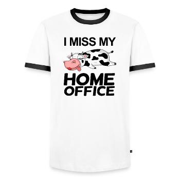 Home Office Saying Funny - Men's Ringer Shirt - white/black - Front - AI Model Female 172 light (172cm) & AI Model Male 178 dark (178cm)