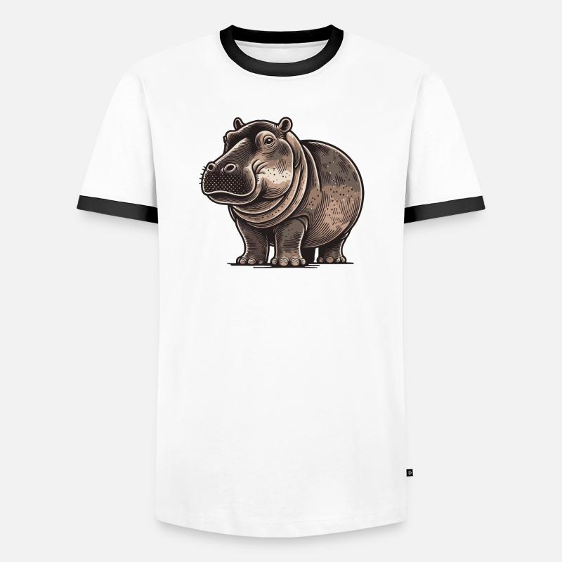 Nilpferd - Männer Kontrast-T-Shirt - Weiß/Schwarz