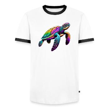 Turtle - Men's Ringer Shirt - white/black - Front - AI Model Female 172 light (172cm) & AI Model Male 178 dark (178cm)
