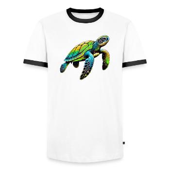 Turtle - Men's Ringer Shirt - white/black - Front - AI Model Female 172 light (172cm) & AI Model Male 178 dark (178cm)