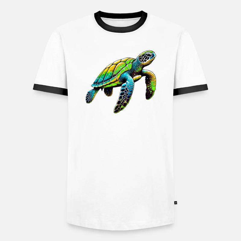 Turtle - Men's Ringer Shirt - white/black