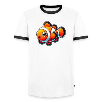 Clownfisch - Männer Kontrast-T-Shirt - Weiß/Schwarz - Vorne - AI Model Female 172 light (172cm) & AI Model Male 178 dark (178cm)