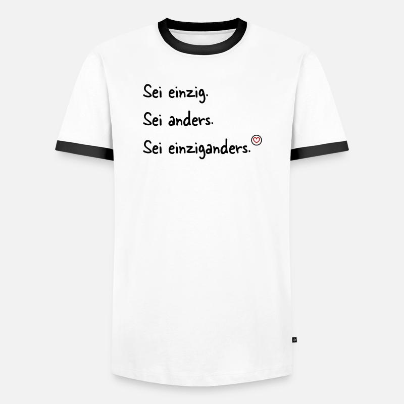 Sei einziganders - Männer Kontrast-T-Shirt - Weiß/Schwarz
