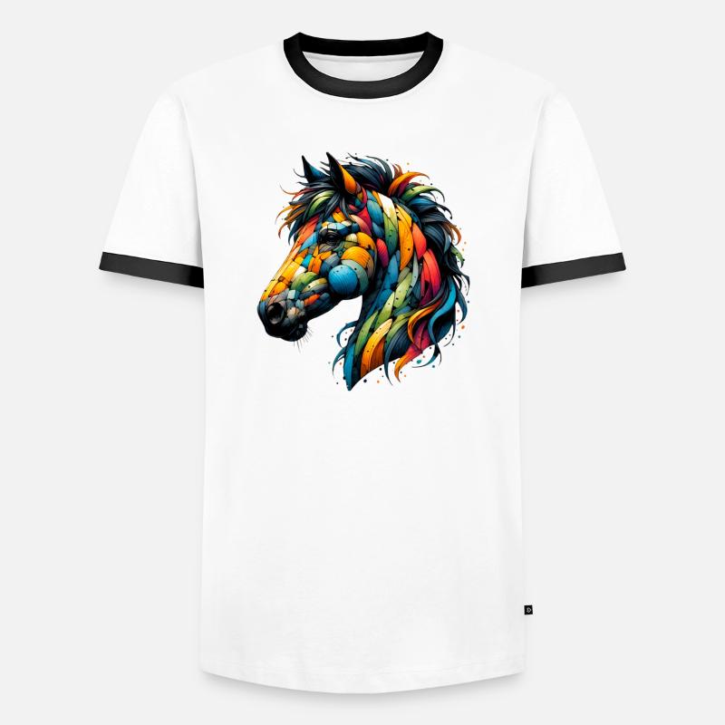 Pferd - Männer Kontrast-T-Shirt - Weiß/Schwarz