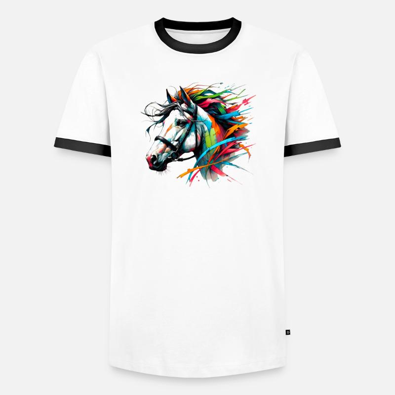 Pferd - Männer Kontrast-T-Shirt - Weiß/Schwarz