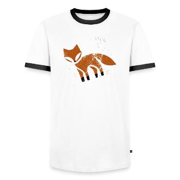 Rustic fox in stamp look - Men's Ringer Shirt - white/black - Front - AI Model Female 172 light (172cm) & AI Model Male 178 dark (178cm)