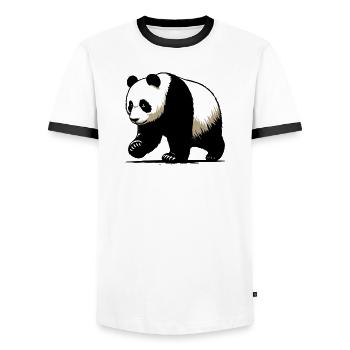 Panda - Männer Kontrast-T-Shirt - Weiß/Schwarz - Vorne - AI Model Female 172 light (172cm) & AI Model Male 178 dark (178cm)