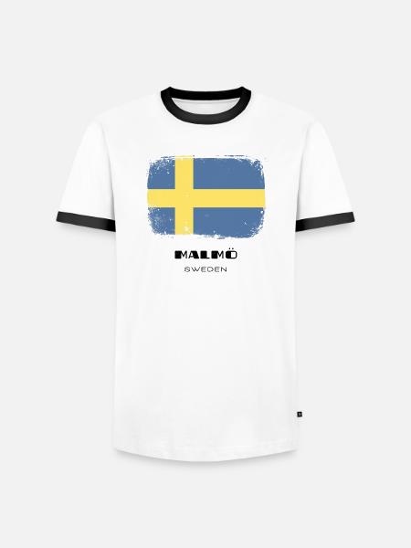 Malmö /// Sweden /// Sverige /// Schweden - Männer Kontrast-T-Shirt - Weiß/Schwarz