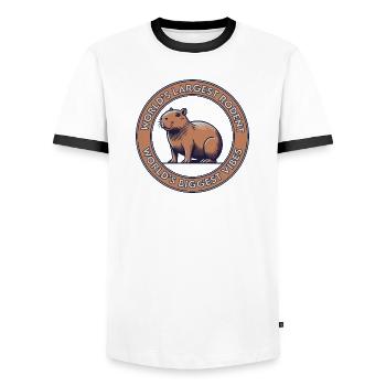 Le plus grand rongeur du monde, les plus grandes vibrations du monde - T-shirt contrasté Homme - blanc/noir - Devant - AI Model Female 172 light (172cm) & AI Model Male 178 dark (178cm)