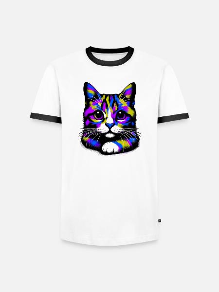 Cat - Men's Ringer Shirt - white/black