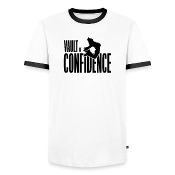 Parkour Vault of Confidence - Männer Kontrast-T-Shirt - Weiß/Schwarz - Vorne - AI Model Female 172 light (172cm) & AI Model Male 178 dark (178cm)
