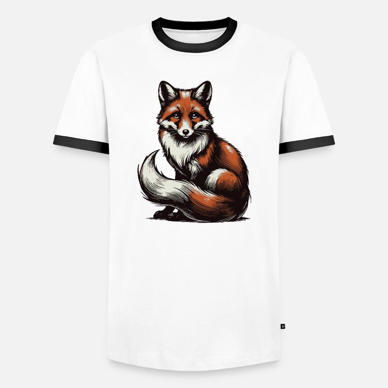 Fuchs - Männer Kontrast-T-Shirt - Weiß/Schwarz