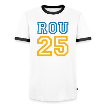 ROUMANIE - T-shirt contrasté Homme - blanc/noir - Devant - AI Model Female 172 light (172cm) & AI Model Male 178 dark (178cm)