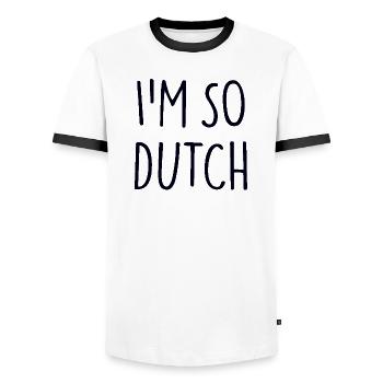 JE SUIS TELLEMENT NÉERLANDAIS - T-shirt contrasté Homme - blanc/noir - Devant - AI Model Female 172 light (172cm) & AI Model Male 178 dark (178cm)