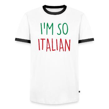 I'M SO ITALIAN Italy Italien - Men's Ringer Shirt - white/black - Front - AI Model Female 172 light (172cm) & AI Model Male 178 dark (178cm)