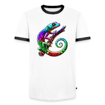 Gecko - Männer Kontrast-T-Shirt - Weiß/Schwarz - Vorne - AI Model Female 172 light (172cm) & AI Model Male 178 dark (178cm)