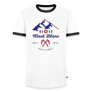 Plus haute montagne des Alpes du Mont-Blanc - T-shirt contrasté Homme - blanc/noir - Devant - AI Model Female 172 light (172cm) & AI Model Male 178 dark (178cm)