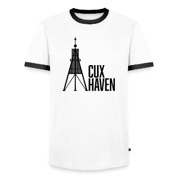 Cuxhaven Ball Barge - Men's Ringer Shirt - white/black - Front - AI Model Female 172 light (172cm) & AI Model Male 178 dark (178cm)