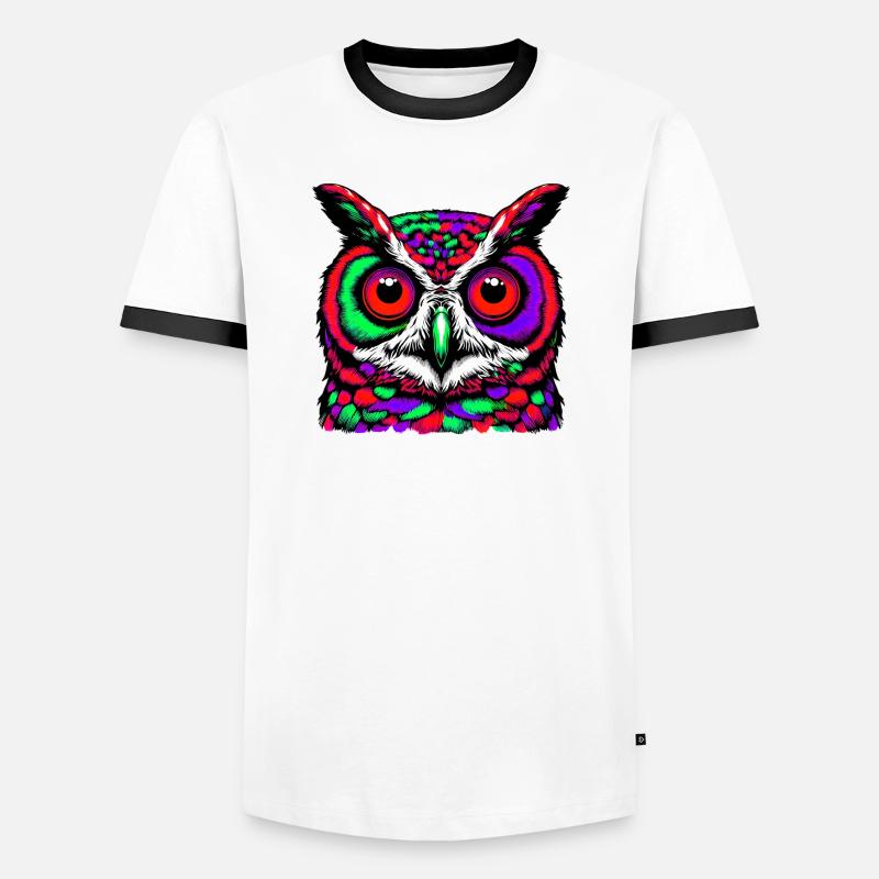 Eule - Männer Kontrast-T-Shirt - Weiß/Schwarz