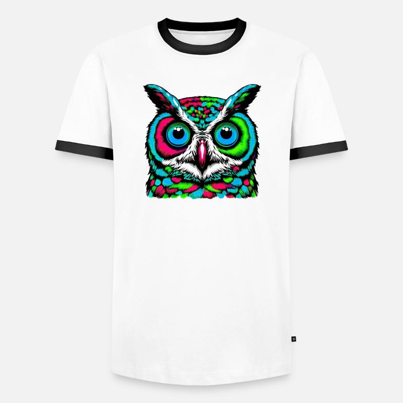 Eule - Männer Kontrast-T-Shirt - Weiß/Schwarz