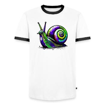 Escargot - T-shirt contrasté Homme - blanc/noir - Devant - AI Model Female 172 light (172cm) & AI Model Male 178 dark (178cm)