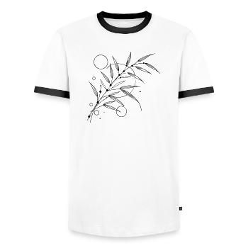 Bambus Eleganz – Minimalistisches Naturdesign - Männer Kontrast-T-Shirt - Weiß/Schwarz - Vorne - AI Model Female 172 light (172cm) & AI Model Male 178 dark (178cm)