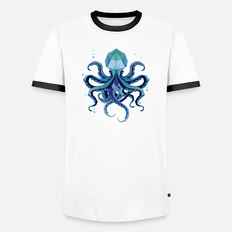 Squid – Mystical deep-sea creature - Men's Ringer Shirt - white/black