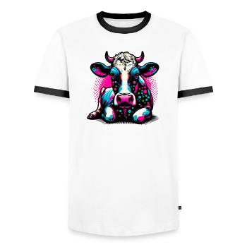 Vache - T-shirt contrasté Homme - blanc/noir - Devant - AI Model Female 172 light (172cm) & AI Model Male 178 dark (178cm)