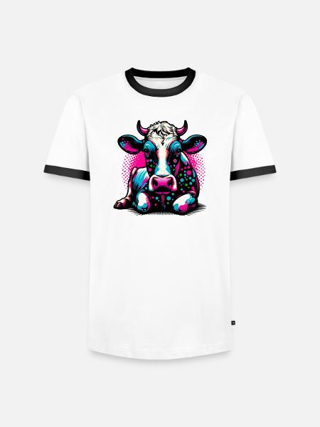 Cow - Men's Ringer Shirt - white/black