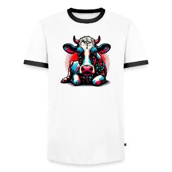 Vache - T-shirt contrasté Homme - blanc/noir - Devant - AI Model Female 172 light (172cm) & AI Model Male 178 dark (178cm)