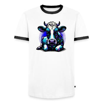 Vache - T-shirt contrasté Homme - blanc/noir - Devant - AI Model Female 172 light (172cm) & AI Model Male 178 dark (178cm)