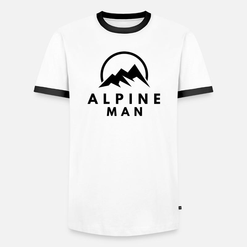 ALPINE MAN - Männer Kontrast-T-Shirt - Weiß/Schwarz