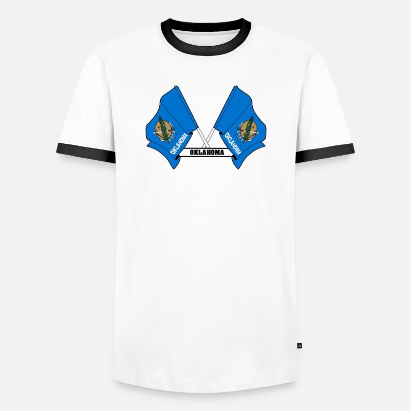 Two flags text OKLAHOMA - Men's Ringer Shirt - white/black