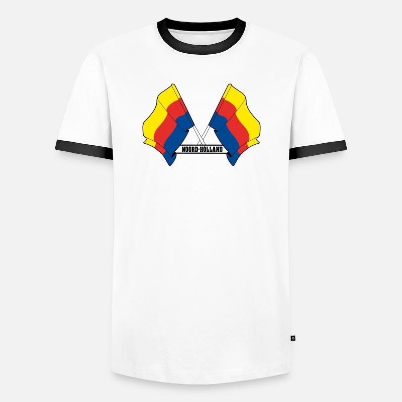 Two flags text NORTH HOLLAND - Men's Ringer Shirt - white/black