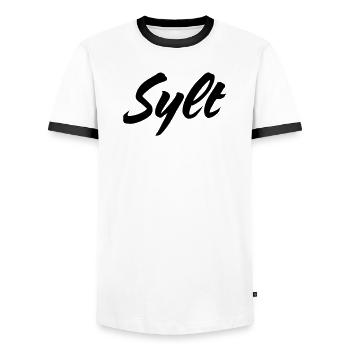 Sylt - Männer Kontrast-T-Shirt - Weiß/Schwarz - Vorne - AI Model Female 172 light (172cm) & AI Model Male 178 dark (178cm)