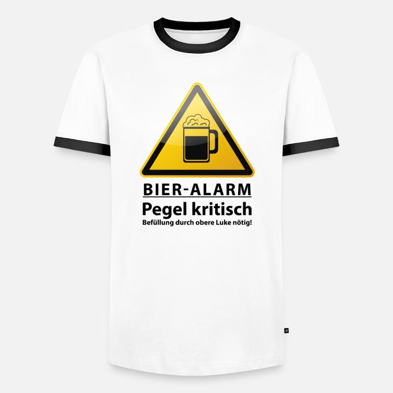 Bier Alarm! Warnzeichen - Männer Kontrast-T-Shirt - Weiß/Schwarz