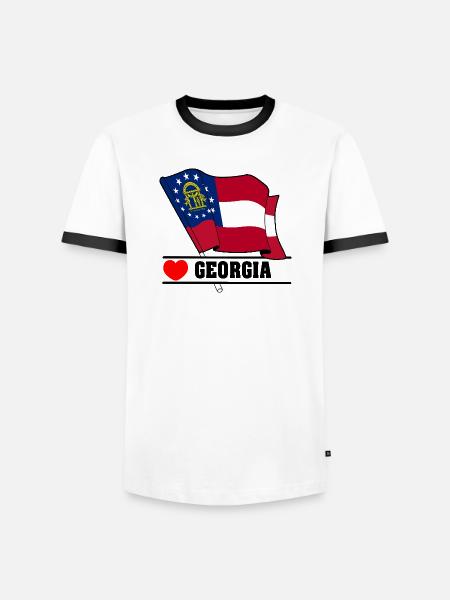 Flag Georgia heart GEORGIA - Men's Ringer Shirt - white/black