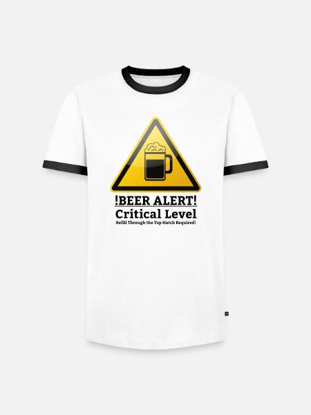 Bier Alarm! Warnzeichen englisch - Männer Kontrast-T-Shirt - Weiß/Schwarz