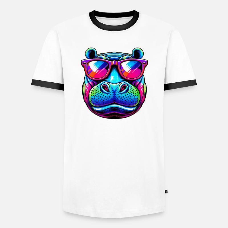 Nilpferd - Männer Kontrast-T-Shirt - Weiß/Schwarz