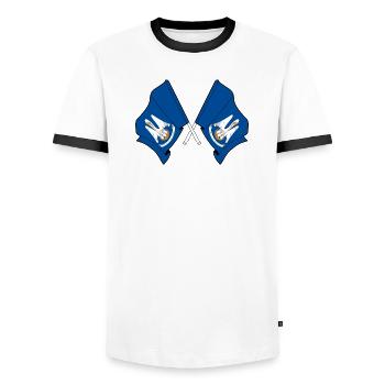Zwei Flaggen kreuzten Lousiane - Männer Kontrast-T-Shirt - Weiß/Schwarz - Vorne - AI Model Female 172 light (172cm) & AI Model Male 178 dark (178cm)