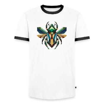 Majestätischer Skarabäus im edlen Stil - Männer Kontrast-T-Shirt - Weiß/Schwarz - Vorne - AI Model Female 172 light (172cm) & AI Model Male 178 dark (178cm)
